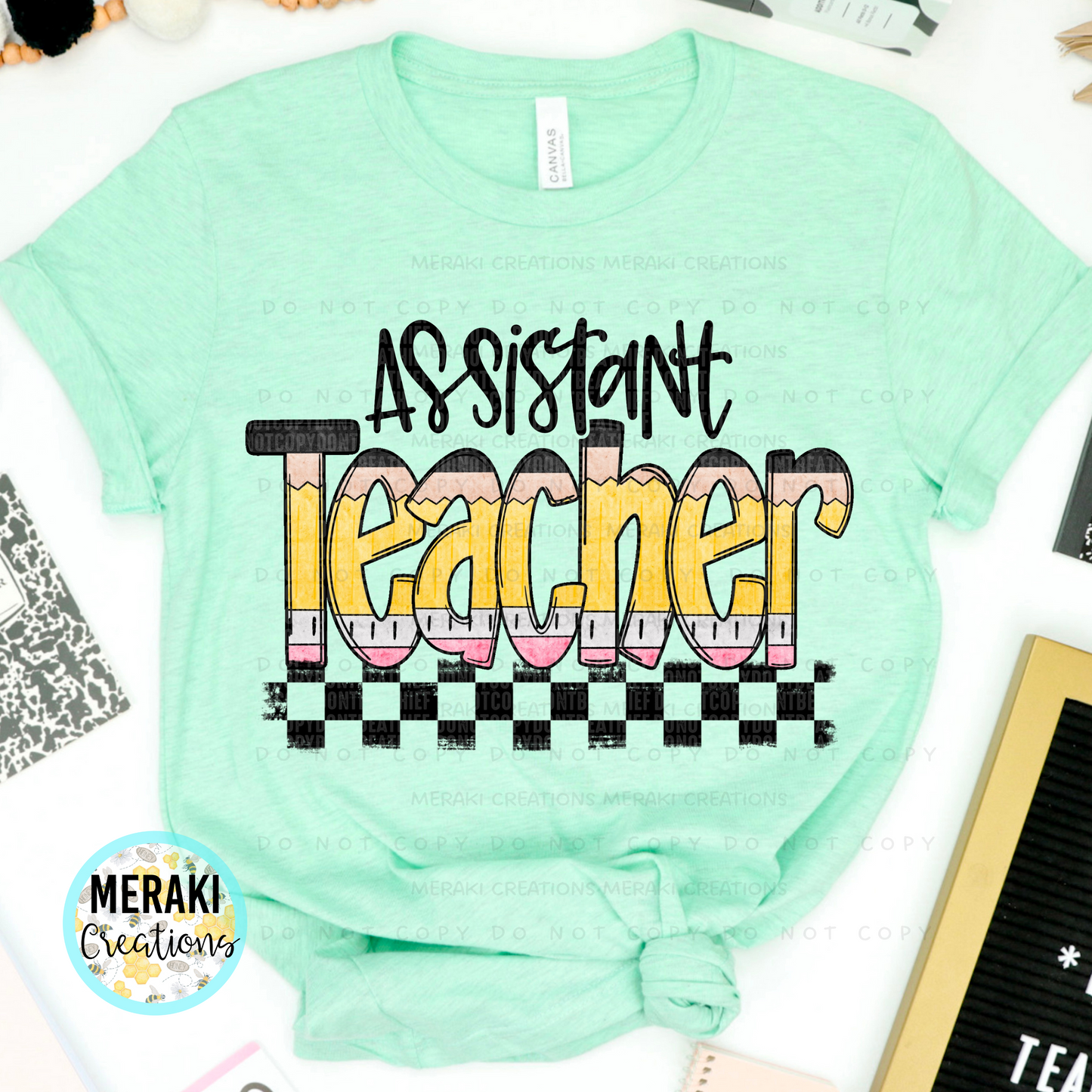 Pencil Alpha Checked Teacher Shirts