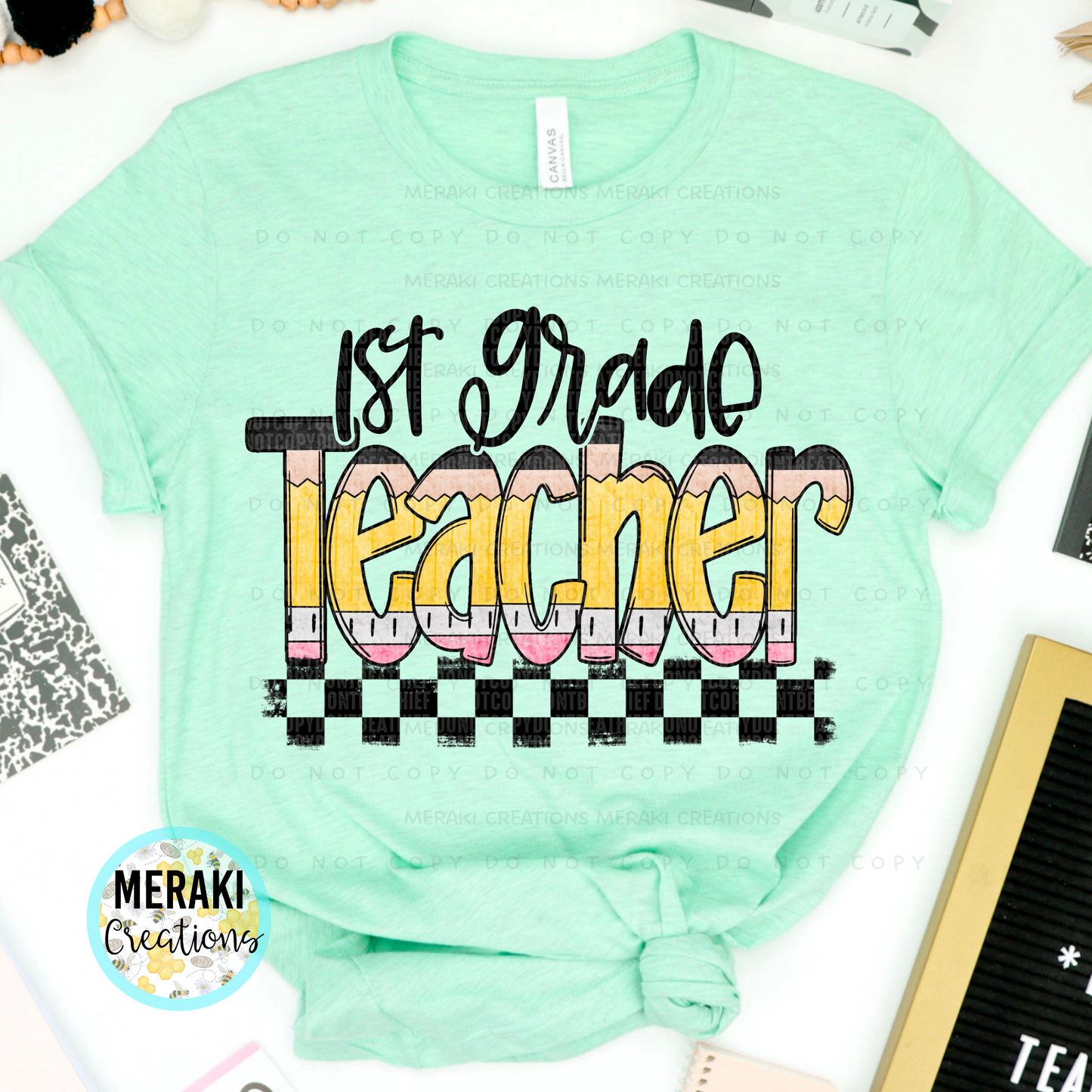 Pencil Alpha Checked Teacher Shirts