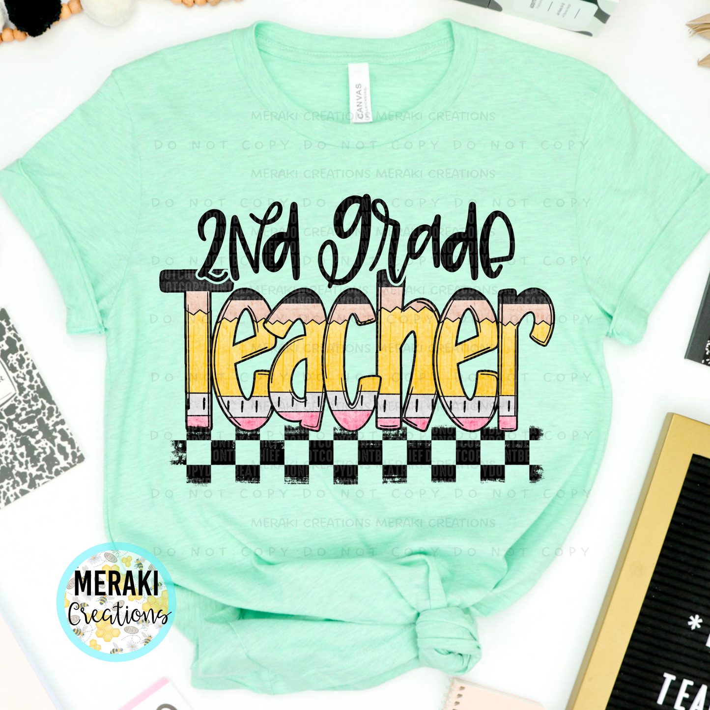 Pencil Alpha Checked Teacher Shirts