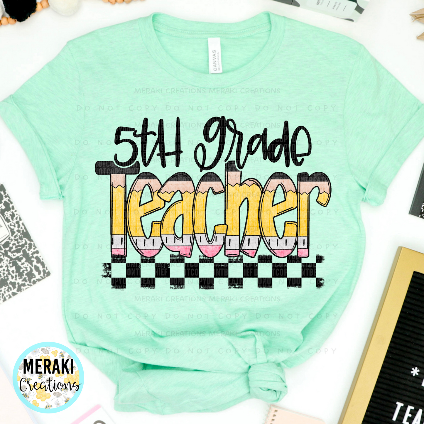 Pencil Alpha Checked Teacher Shirts