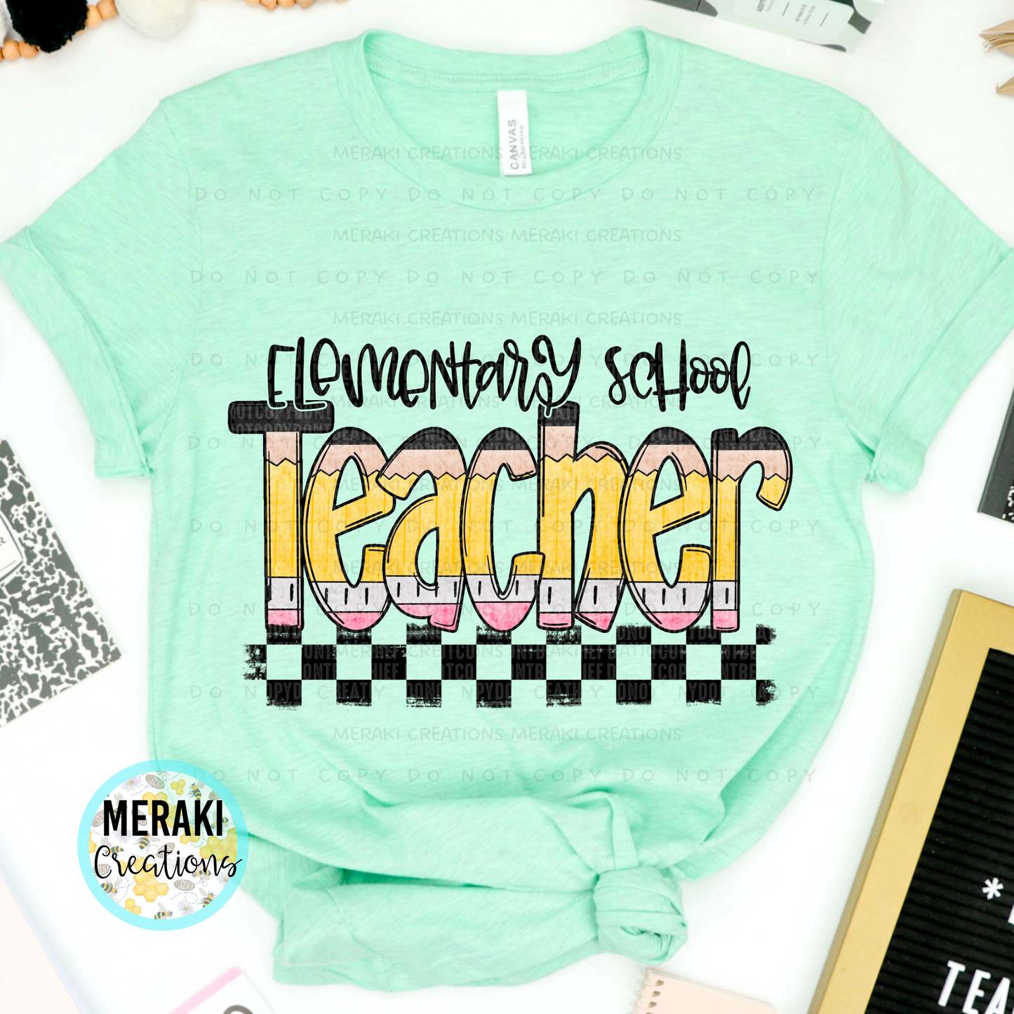 Pencil Alpha Checked Teacher Shirts