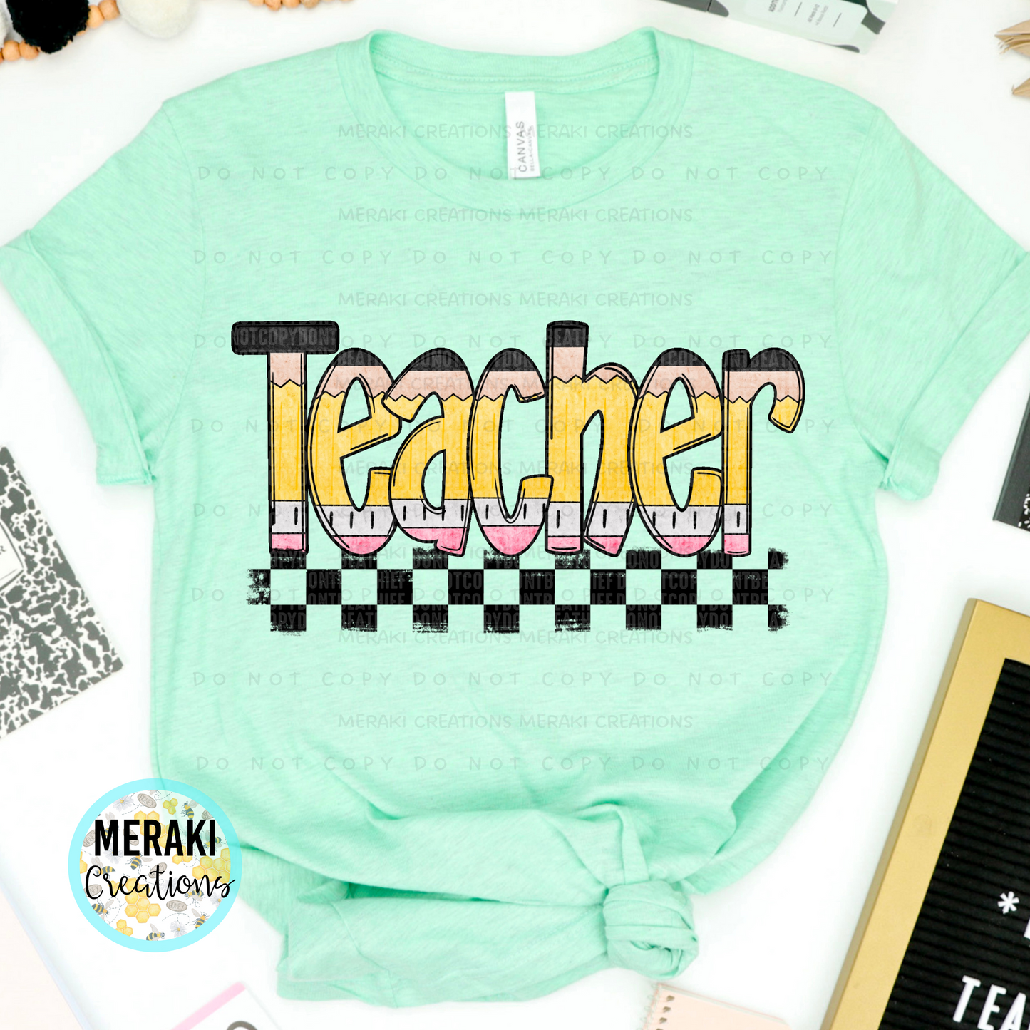 Pencil Alpha Checked Teacher Shirts