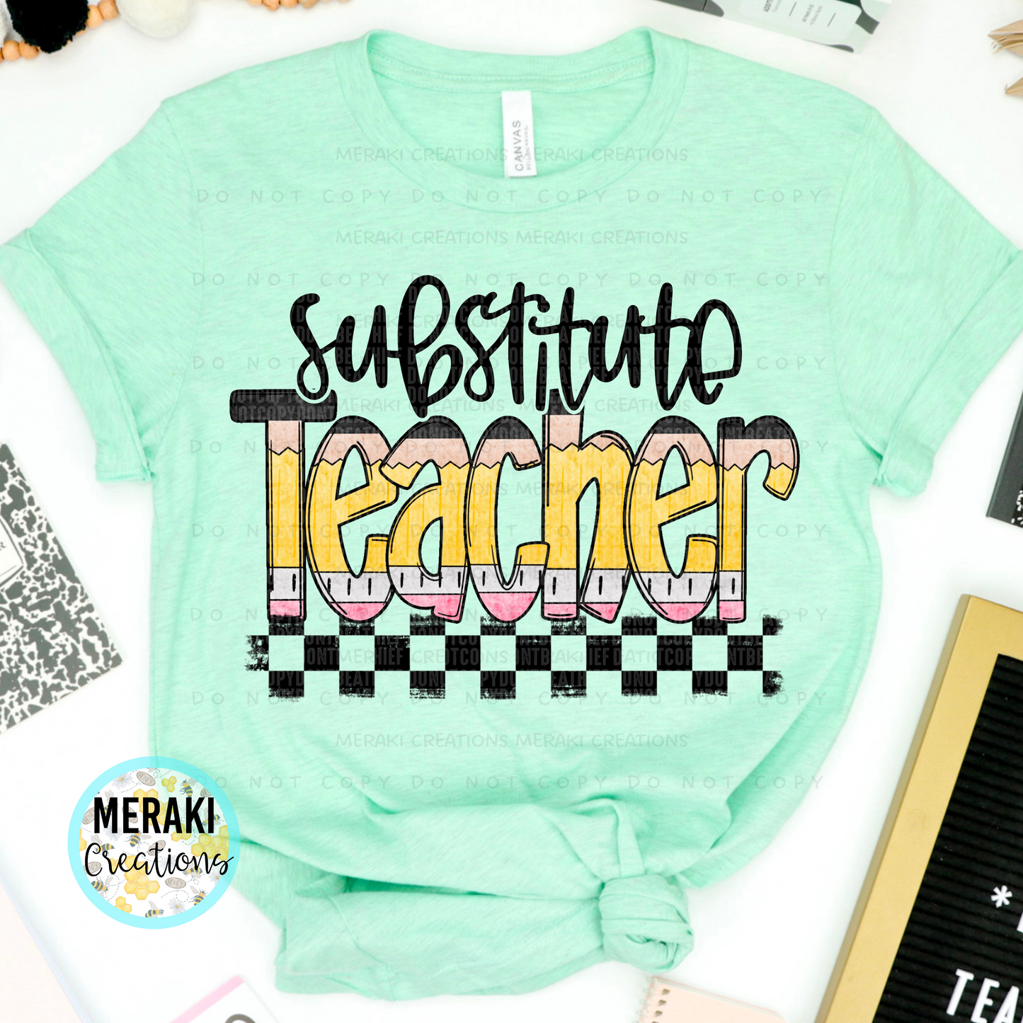 Pencil Alpha Checked Teacher Shirts