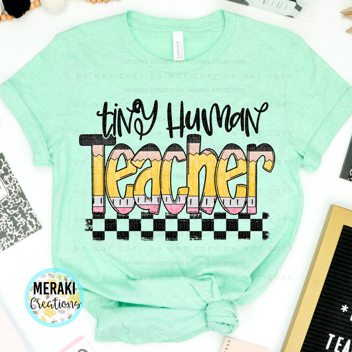 Pencil Alpha Checked Teacher Shirts