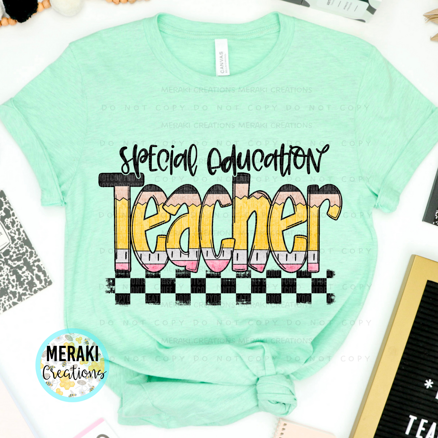 Pencil Alpha Checked Teacher Shirts