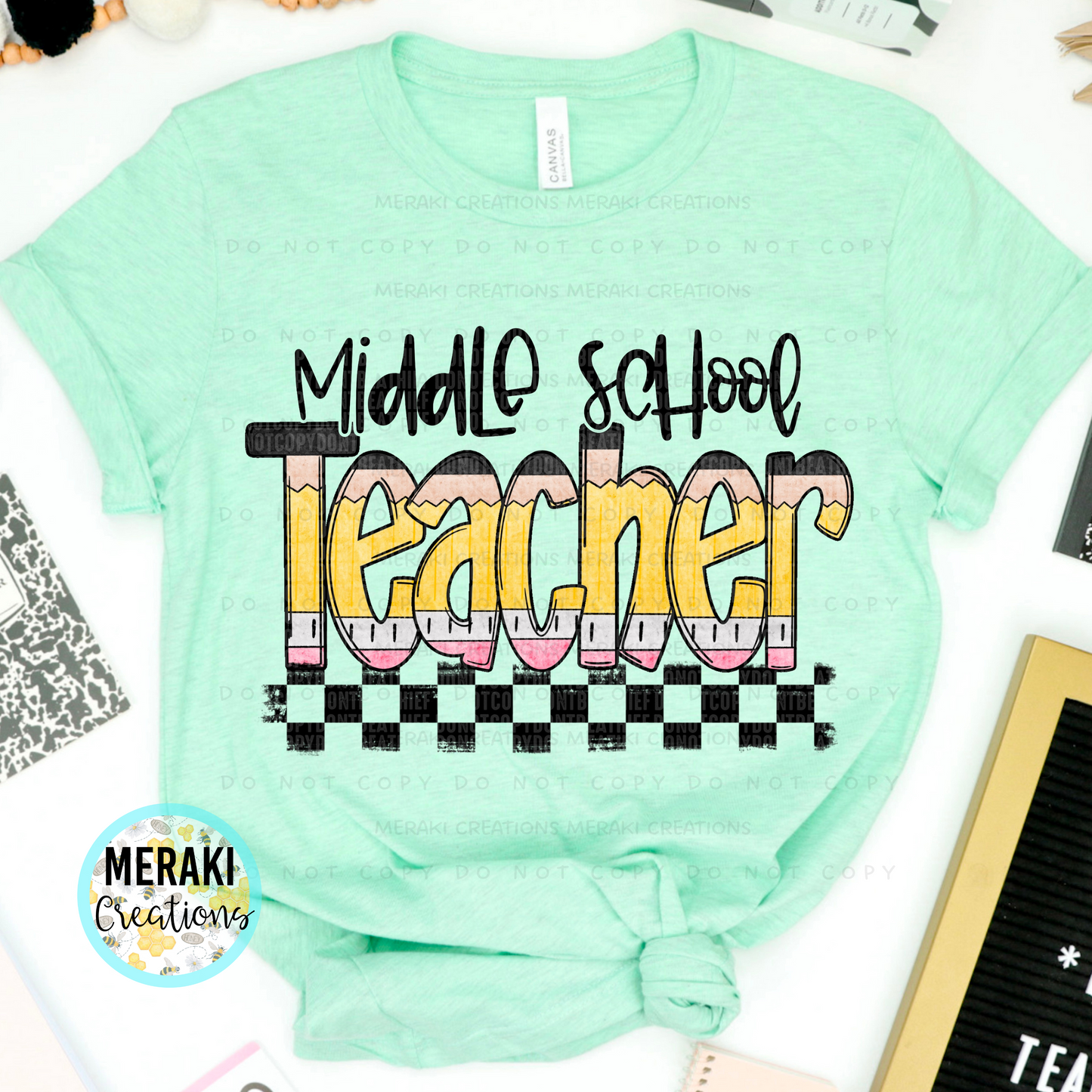 Pencil Alpha Checked Teacher Shirts