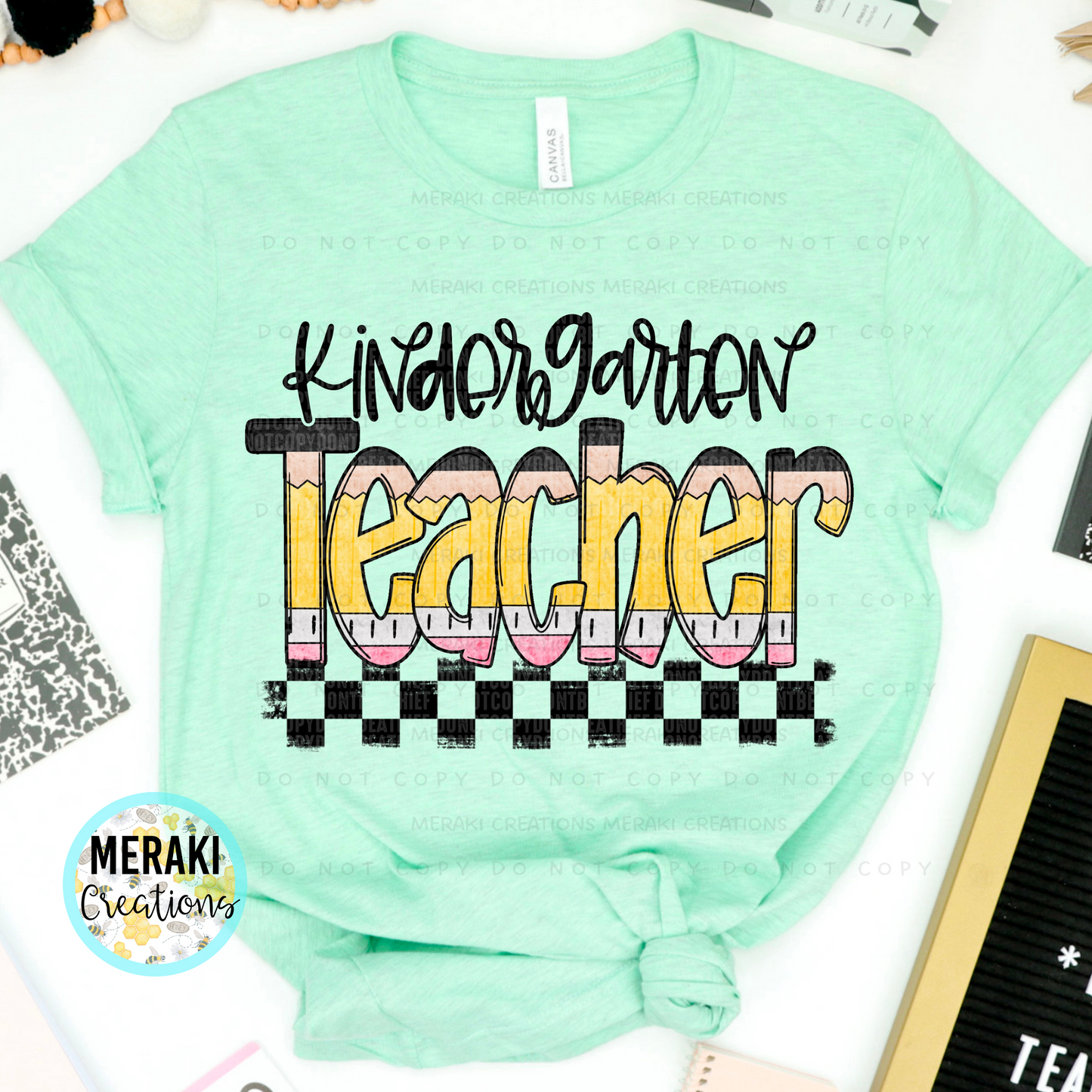 Pencil Alpha Checked Teacher Shirts