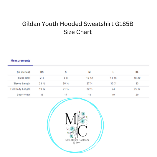 Gildan Youth Hooded Sweatshirt Size Chart