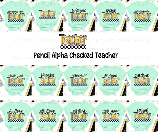 Pencil Alpha Checked Teacher Shirts