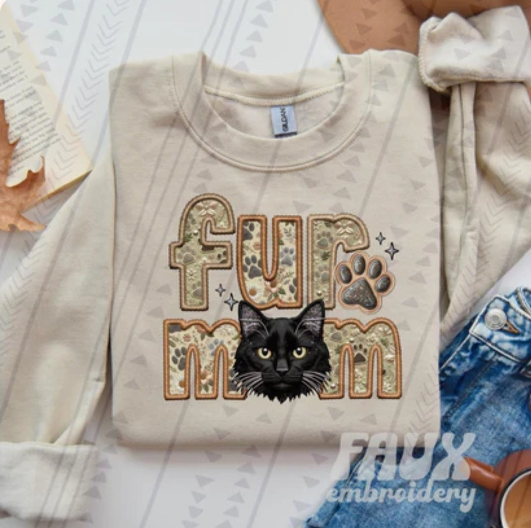 Cat Fur Mom (Faux Embroidery)