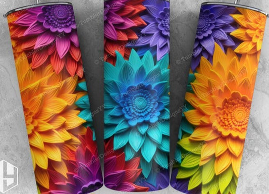 Rainbow Sunflower 3D Tumbler